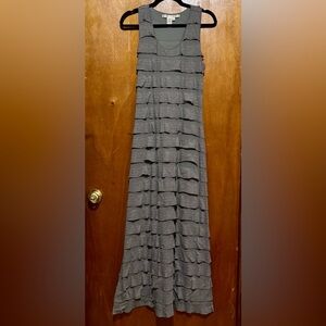 Max Studio Gray Tiered Ruffle Maxi Dress